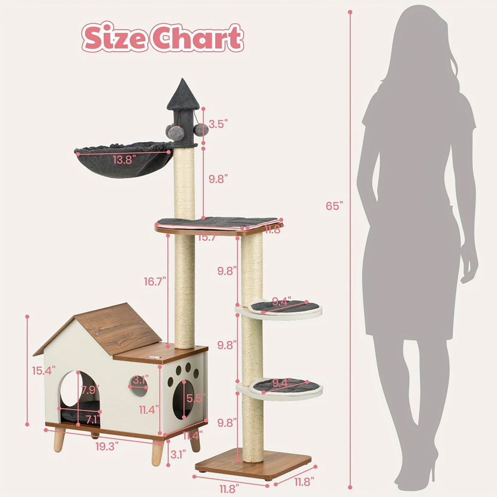 Wooden House Cat Tree
