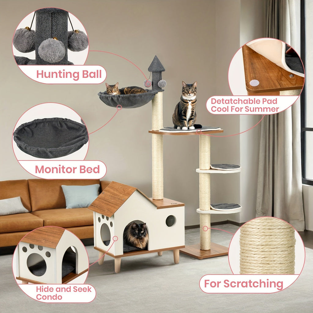 Wooden House Cat Tree